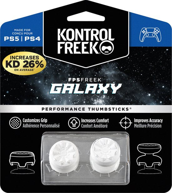 KontrolFreek FPS Freek Galaxy White voor PlayStation 4 (PS4) en PlayStation 5 (PS5) | Performance Thumbsticks | 1 High-Rise, 1 Mid-Rise | Wit